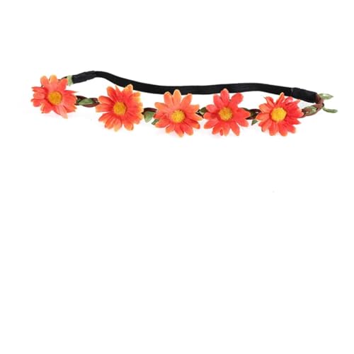 OSOLADY 5stücke Hawaiianische Sonnenblumen Haarkranz Haarschmuck Im Boho-stil Stirnband Für Strandpartys Und Fotografie Handgefertigt Und Orange von OSOLADY