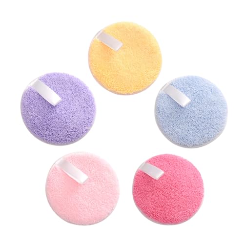 OSOLADY 5 Stück Teiliges Runder Make Up Pads für Mädchen Waschbare Gesichtsreinigungsschwämme in Gelb Blau für Sanfte Make Up Entfernung und Tägliche Anwendung von OSOLADY