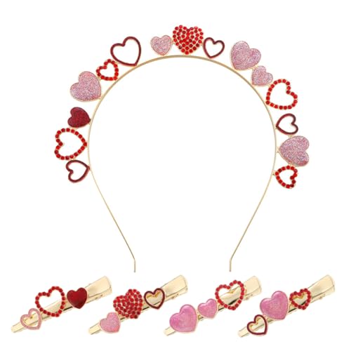 OSOLADY 5 Teiliges Herz Haarschmuck Set Romantisches Herz Stirnband Und Haarspangen Für Hochzeiten Haaraccessoires Für Frauen Zartem Und Funkelndem Kristalldesign von OSOLADY