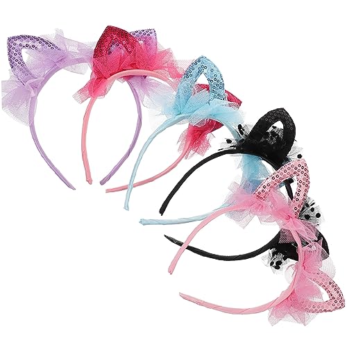 OSOLADY 5stücke Katzenohren Haarreif Mit Glitzernden Pailletten Kätzchen Stirnband Für Mädchen Haarband Aus Strapazierfähigem Stoff von OSOLADY