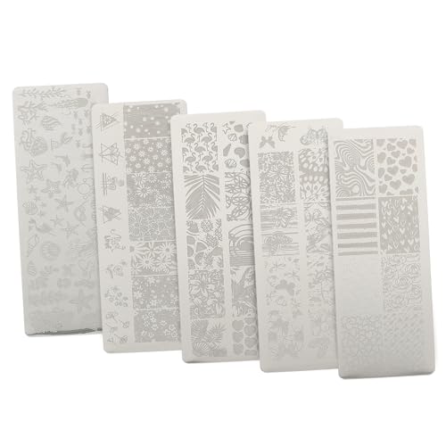 OSOLADY 5Stücke Nail Art Stempel Schablonen Wiederverwendbare Nagelstamping Platten für Kreative Designs Stabil und Langlebig für DIY Nagelkunst und Familienprojekte von OSOLADY