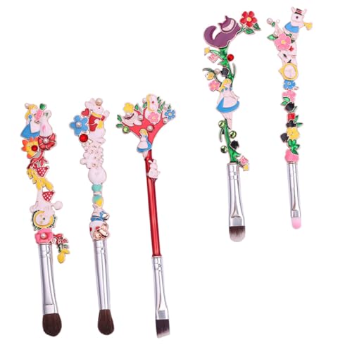OSOLADY 5 Stück Make Up Pinselset aus Synthetischen Fasern Cartoon Feen Design für Augenbrauen Lidschatten und Lippen für Junge Mädchen mit Charmanten Accessoires von OSOLADY