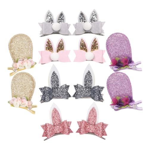 OSOLADY 6 Paare Hasenohr Haarspange Haarklammer Mädchen Haarschmuck Kaninchenohr Haarspange Haarspangen mit Pailletten-Kaninchenohren Hasenohrspangen Haarspangen für Tierohren Vlies von OSOLADY