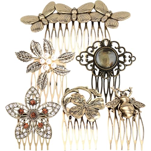 OSOLADY 6 Stück Dekorative Haarkämme Für Frauen Vintage Haarschmuck Mit Clip Seitliche Kämme Aus Metall Für Hochzeiten Partys Und Besondere Anlässe Eleganter Kopfschmuck Für von OSOLADY