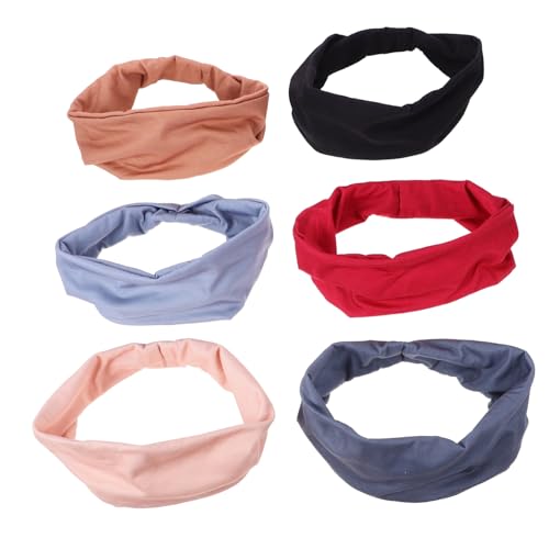 OSOLADY 6 Stück Elastische Sport Stirnbänder für Damen Rutschfeste Yoga Headbands in Farben Atmungsaktive Schweißbänder für Workout und Sport Vielseitiges Accessoire von OSOLADY