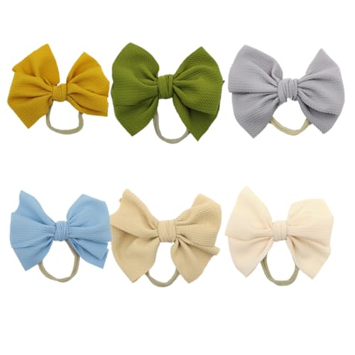 OSOLADY 6 Stück Teiliges Nylon Haarschleifen Elastische Haargummis mit Schleifen Ponytail Halter für Damen und Mädchen in Beige Gelb Khaki Grün Blau von OSOLADY