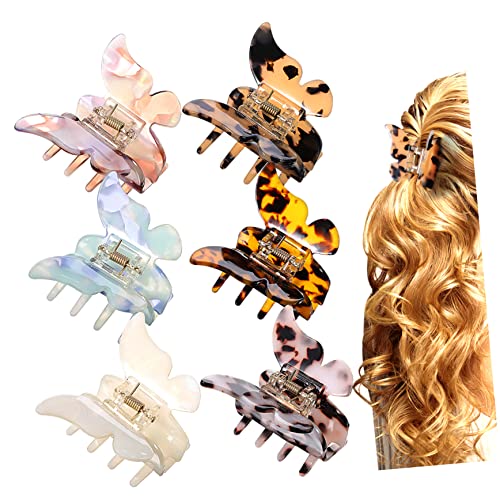 OSOLADY 6 Stück Teiliges Schmetterling Haarklammer für Damen und Mädchen Bunte Haarspangen Rutschfeste Große Klauen Haarklammern für Dickes und Langes Haar Styling Zubehör von OSOLADY