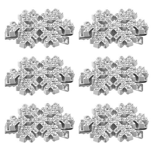 OSOLADY 6 Stück Urlaubs-Haarspangen: Weihnachts-Schneeflocken-Haarspangen, funkelnde silberne Haarnadeln, Zubehör, Krokodilklemmen für Frauen, Haarschmuck für die Winterferien von OSOLADY
