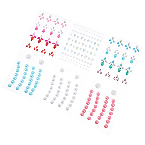 OSOLADY Edelstein Aufkleber für Augenbrauen 6 Blätter Selbstklebende Gesicht Juwelen Glitzer Make Up Dekoration für Partys und Festivals Einfach Anzubringen Vielseitig Einsetzbar von OSOLADY