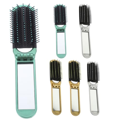 OSOLADY 6stücke Faltbare Haarschneidebürste Mit Spiegel Mini Haarbürste Und Entwirrungsbürste Aus Langlebigem Abs Für Frauen in Bunten Farben Für Handtaschen Und Unterwegs von OSOLADY