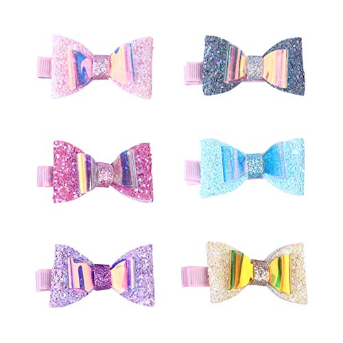 OSOLADY 6stücke Glitzer Haarschleifen Mädchen Clip Pailletten Haarnadel Schleifen Clips Haarspangen Junge Mädchen Zubehör von OSOLADY