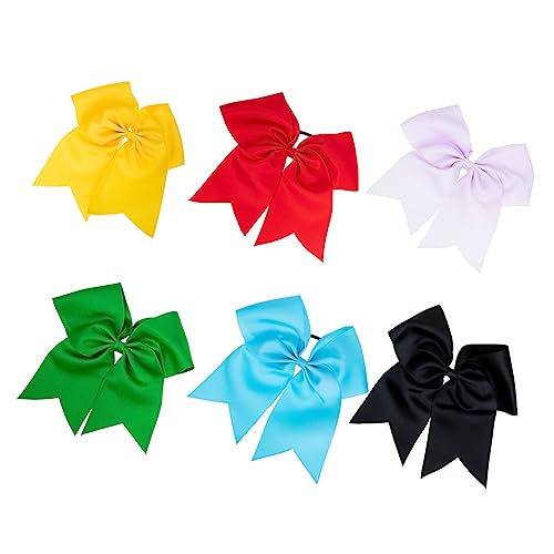 OSOLADY 6stücke Haarband Mit Schleife Elastische Haargummis Für Mädchen Pferdeschwanzhalter Haar-accessoires Mit Bogen Für Frauen Cheerleading Haarschmuck von OSOLADY