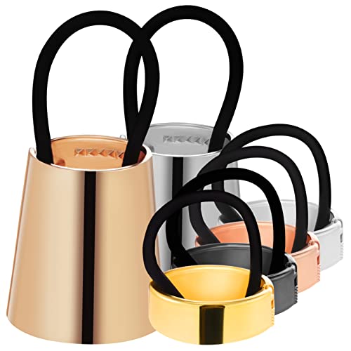 OSOLADY 6stücke Metall Haargummis Mit Manschette Für Pferdefrisuren Elastische Haarband-ringe in Roségold Gold Silber Und Schwarz Für Frauen Und Mädchen Leicht Und Vielseitig von OSOLADY