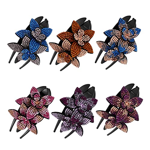 OSOLADY 6Stücke Strass Drei Zahn Entenschnabel Clip Haarklammer mit Blumenmuster für Damen für Hochzeiten Abendessen und Alltag OSOLADY 6Stücke Strass Drei Zahn Entenschnabel Clip Haarklammer mit Blumenmuster für Damen für Hochzeiten Abendessen und Alltag von OSOLADY