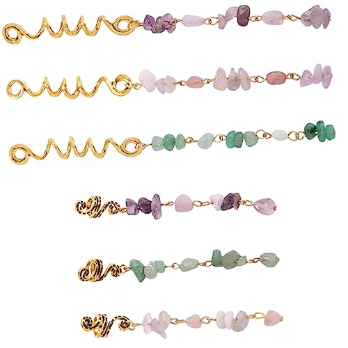 OSOLADY 6stücke Dreadlock Schmuck Mit Naturstein Anhängern Haarschmuck Für Zöpfe Und Dreads Leicht Und Einfach Anzubringen Für Und von OSOLADY
