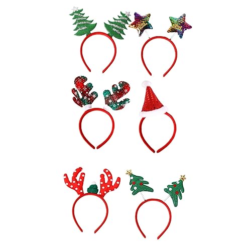 OSOLADY 6pcs Weihnachtsstirnbänder Weihnachtselemente Haarbänder Kinder Haarbänder Weihnachten Accessoire (zufallsstil) von OSOLADY