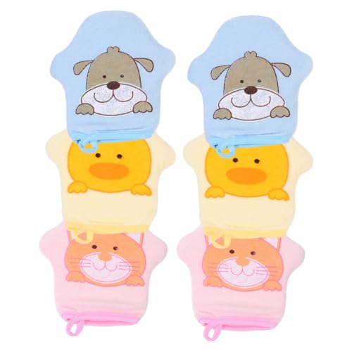 OSOLADY 6stücke Cartoonbad-handschuhe Junge Mädchen Wasserdichte Badeschutzhandschuhe Für Neugeborene Praktische Reinigungswerkzeuge Mit Süßem Design in Gelb Blau Für Tägliche von OSOLADY