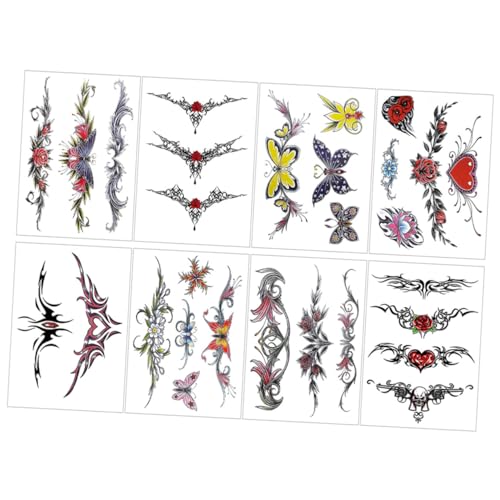 OSOLADY 8Blätter Wasserdichte Körper Tattoos für Schmetterlinge Blumen Aufkleber Temporäre Tattoos für Hals Beine Elegant Einfach zu Entfernen OSOLADY 8Blätter Wasserdichte Körper Tattoos für Schmetterlinge Blumen Aufkleber Temporäre Tattoos für Hals Beine Elegant Einfach zu Entfernen von OSOLADY
