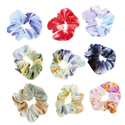 OSOLADY 9 Stück Haargummis Samt Haarbänder Für Mädchen Bunte Pferdeschwanz Halter Elastisch Weich Für Dicke Und Dünne Haare Haarschmuck Zubehör Für Alltag Und Partys von OSOLADY