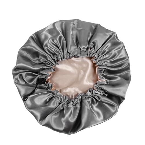 OSOLADY Anpassbare Doppellagige Schlafhaube aus Satin Ergonomische Duschhaube für Damen und Herren zum Schutz von Haaren während Schlafs für Haartypen Elegantem Grauton OSOLADY Anpassbare Doppellagige Schlafhaube aus Satin Ergonomische Duschhaube für Damen und Herren zum Schutz von Haaren während Schlafs für Haartypen Elegantem Grauton von OSOLADY