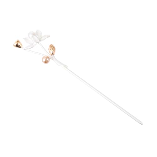 OSOLADY Antike Lotus Haarnadel Haargabel mit Perlenblume Vintage Haarstab für Hanfu Cosplay Party Damen Haaraccessoire Langlebig und Hautfreundlich Geeignet für Mittellanges Langes Haar von OSOLADY