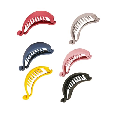 OSOLADY Bananen Haarclip 6 Stücke Rutschfeste Haarklammer für Dickes Haar Bunte Haarspange für Pferdeschwanz und Dutt für Damen von OSOLADY