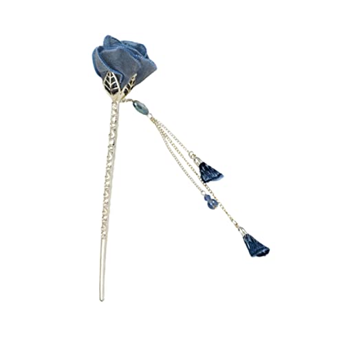 OSOLADY Blauer Rosen Haarschmuck Damen Haarnadel mit Quaste Eleganter Chinesischer Stil Haarstab für Festliche Anlässe und OSOLADY Blauer Rosen Haarschmuck Damen Haarnadel mit Quaste Eleganter Chinesischer Stil Haarstab für Festliche Anlässe und von OSOLADY