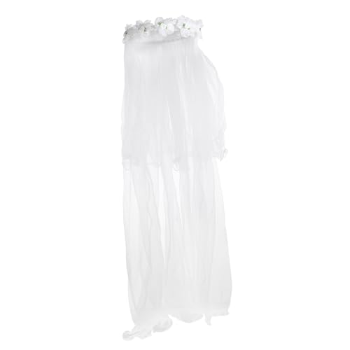 OSOLADY Blumen Stirnband Mit Schleier Kranz Junge Mädchen Kopfschmuck Haar-accessoire Hochzeit Party Tanz Ball von OSOLADY