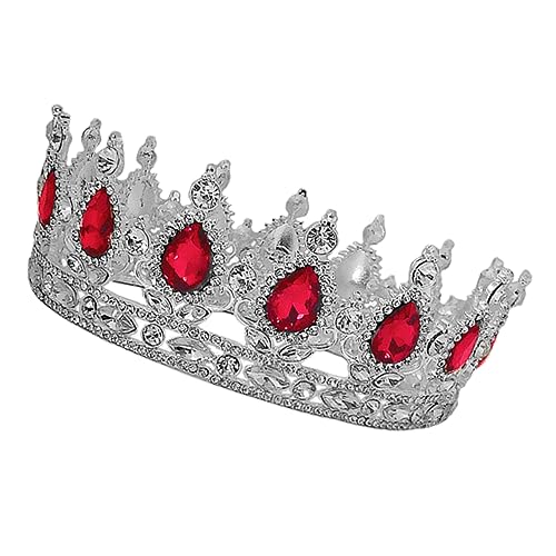 OSOLADY Brautkrone Haarschmuck für Damen Hochzeitskrone mit Barock Design Silberne und Rote Tiara für Hochzeiten Partys und Besondere Anlässe von OSOLADY