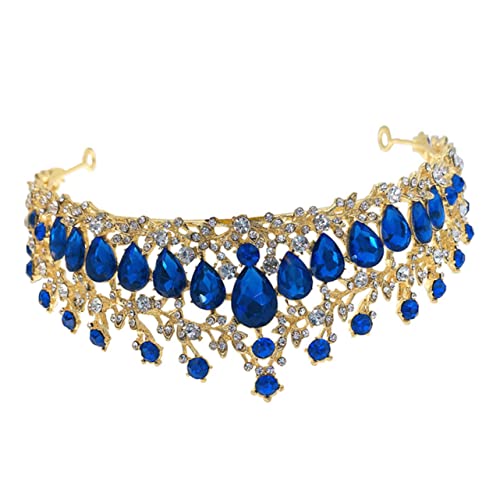 OSOLADY Brautkrone aus Headwear für Damen Hochzeiten und Besondere Anlässe Funkelndes Design Blau Einzigartiger Haarschmuck für Braut von OSOLADY