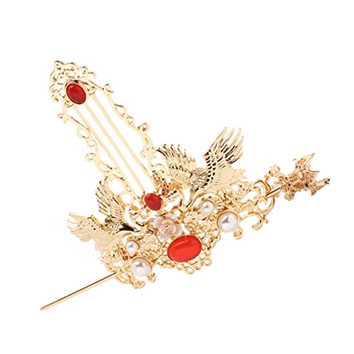 OSOLADY Chinesische Vintage Haarkrone Haarstecker Krone Haarpin Für Frauen Und Mädchen Retro Kopfschmuck Mit Künstlichen Perlen Elegant Und Leicht Für Hochzeiten Und Kostüme von OSOLADY