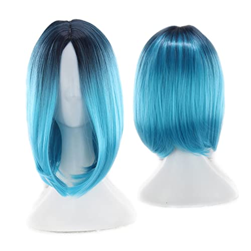 OSOLADY Damen Bob Perücke mit Gradientem Farbverlauf Kurze Synthetische Cosplay Haarperücke Blau Hochtemperaturbeständig für Alltag Partys und Halloween OSOLADY Damen Bob Perücke mit Gradientem Farbverlauf Kurze Synthetische Cosplay Haarperücke Blau Hochtemperaturbeständig für Alltag Partys und Halloween von OSOLADY