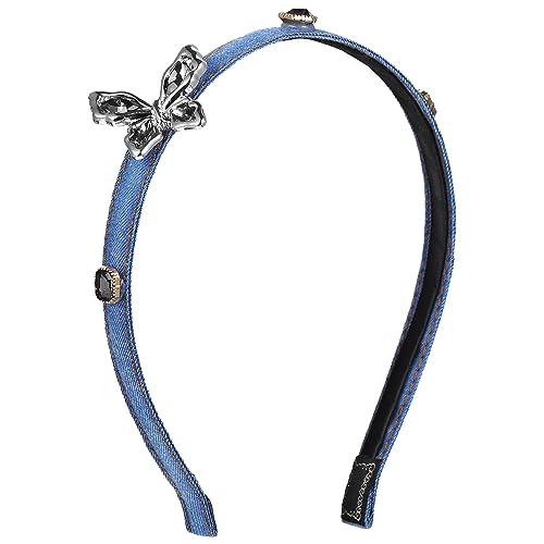 OSOLADY Damen Stirnband Mit Schmetterling-design Aus Denim Elastisches Haarband Für Alltag Partys Und Besondere Anlässe Stylisches Haaraccessoire Für Jedes Outfit von OSOLADY