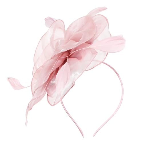 OSOLADY Tea Party Rosa Fascinator Stirnband für Eleganter Hochzeits Hut Kopfschmuck für Teepartys Zartes Design Komfortabel und Langlebig von OSOLADY