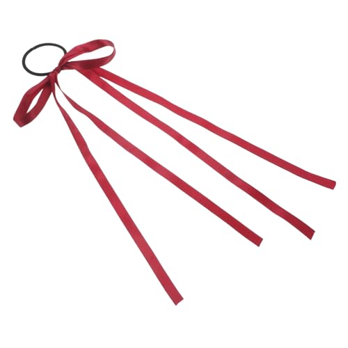 OSOLADY Titel Elastisches Haargummi Mit Schleife Süßes Und Stilvolles Haaraccessoire Für Mädchen Für Pferdeschwänze Robustes Und Leichtes Design Bordeauxrot von OSOLADY