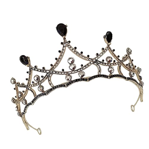 OSOLADY Elegante Schwarze Tiara Mit Kristallen Für Frauen Hochzeitskrone Brautschmuck Und Haaraccessoire Für Besonderen Anlass von OSOLADY
