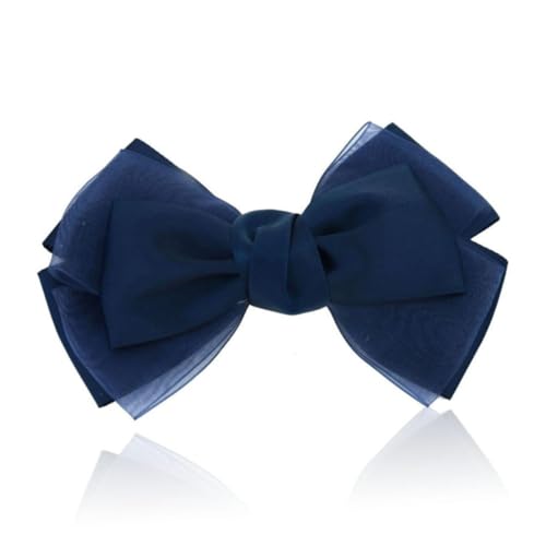 OSOLADY Eleganter Dunkelblauer Haarklammer Schleifen Clip aus Strapazierfähiger Seide mit Stabilem Metallverschluss Große Schleife Modisches Haaraccessoire für Frauen und Mädchen von OSOLADY