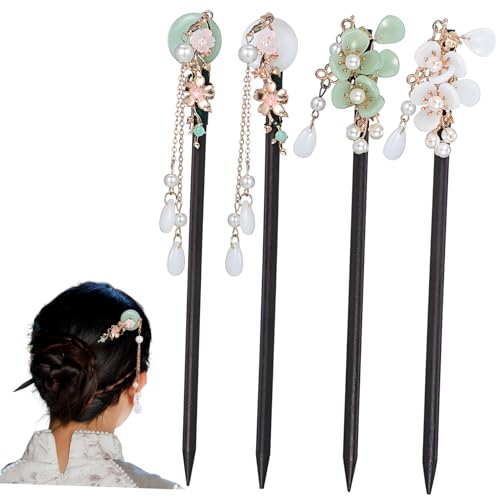 OSOLADY Haarstäbchen Im Retro-stil 4 Stück Chinesische Haarstäbe Holzhaar Für Frauen Haarstab Für Dutts von OSOLADY