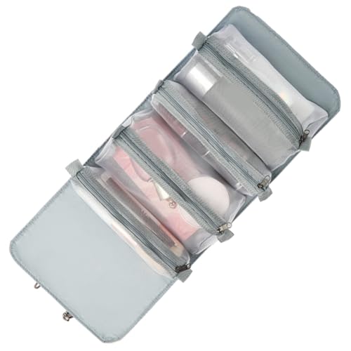 OSOLADY Faltbarer Toilettenbeutel Für Reisen Kosmetik Organizer Große Kapazität Wasserabweisend Für Damen Und Herren Für Unterwegs Mit Reißverschluss in Rosa von OSOLADY