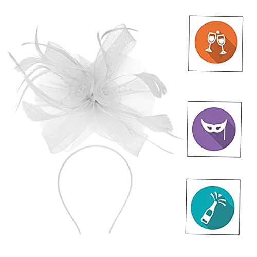 OSOLADY Damen Blume Haar Zubehör Kopfschmuck Net Garn Haarnadel Netzgarn Kopfbedeckung Federdekoration Kunsthandwerk von OSOLADY