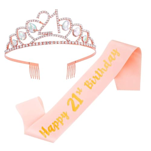 OSOLADY Geburtstag Krone Mit Sash Party Kopfschmuck Für Mädchen Festliche Dekoration Für Geburtstag Geburtstagsfeier Zubehör Party Props von OSOLADY