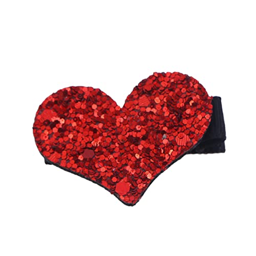 OSOLADY Glitzer Herz Haarspange Entenschnabel Clip für Mädchen Pailletten Haarschmuck Rot für Hochzeiten Partys und Alltag Haardekoration für Jede Frisur von OSOLADY