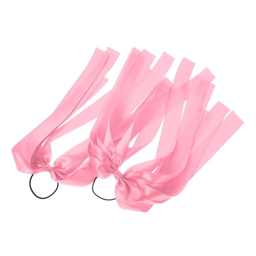OSOLADY 2stücke Haargummis Mit Schleifen Seidensatin Süße Haaraccessoires Rosa Für Ponytail Frisuren Vielseitig Für Mädchen Und Für von OSOLADY