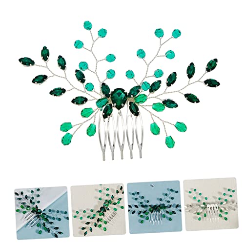 OSOLADY Grüner Haarkamm mit Strasssteinen Leichter Brautschmuck für Hochzeit und Fest Eleganter Haarschmuck für Damen Einfach zu Befestigen Langlebiges Zubehör für Vielfältige Frisuren von OSOLADY