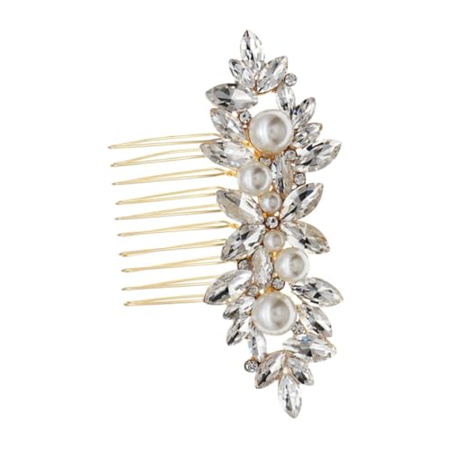 OSOLADY Braut Haarschmuck Mit Wasserstein Und Perlen Eleganter Haarkamm Für Hochzeit Prom Und Besondere Anlässe Stilvolle Haaraccessoires Für Frauen Und Mädchen von OSOLADY