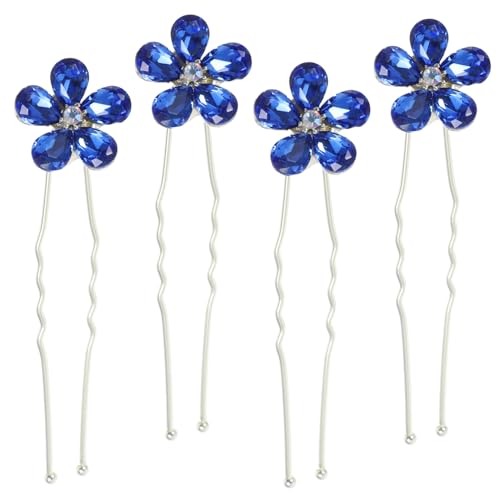 OSOLADY 4stücke U-förmige Haarnadel Mit Strass Teiliges Für Bräute Komfortable Haarspange Für Hochzeiten Dekorativer Haarschmuck Für Frauen Rutschfest Einfach Zu Verwenden Blaues von OSOLADY