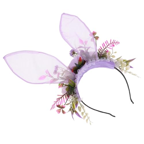 OSOLADY Bunny Ohren Kopfbedeckung Mit Blumen Kostümzubehör Für Frauen Ostern Halloween Partys Verspieltes Accessoire Für Altersgruppen Trendiges Design Mit Lebensechten Details von OSOLADY