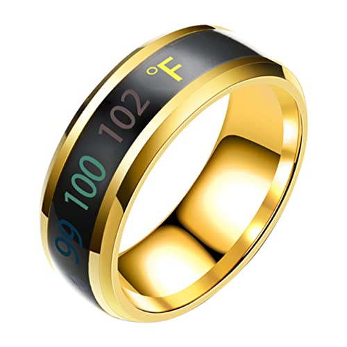 OSOLADY Intelligenter Titanring mit Temperaturanzeige Modischer Unisex Fingerring Goldfarbener Eleganter Partnerring Langlebig und Komfortabel für Alltag und Besondere Anlässe von OSOLADY