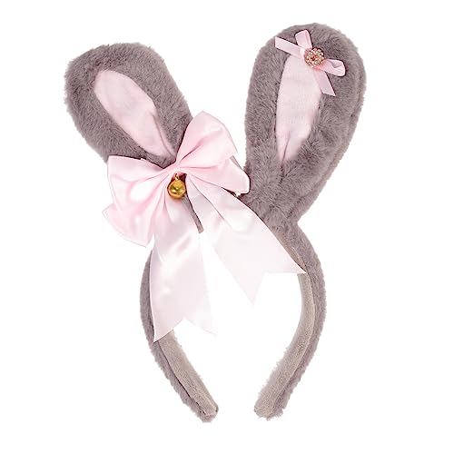 OSOLADY Hasenohren Stirnband mit Schleife Plüsch Kaninchen Ohr Haarreifen Cosplay Kopfbedeckung für Mädchen für Karneval und Musikfestivals von OSOLADY