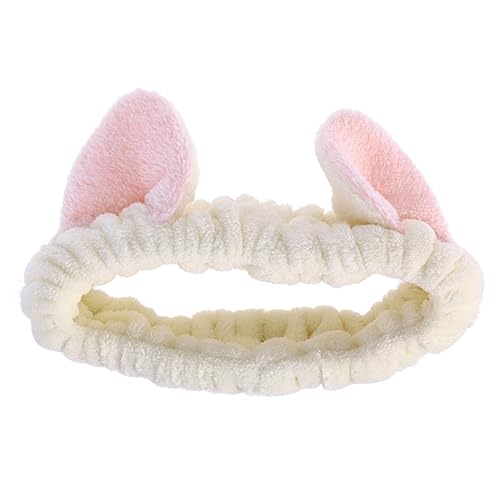 OSOLADY Katzenohren Haarband Für Damen Elastisches Stirnband Für Make-up Gesichtspflege Und Stylische Frisuren Für Cosplay Halloween Und Partys Weiß von OSOLADY